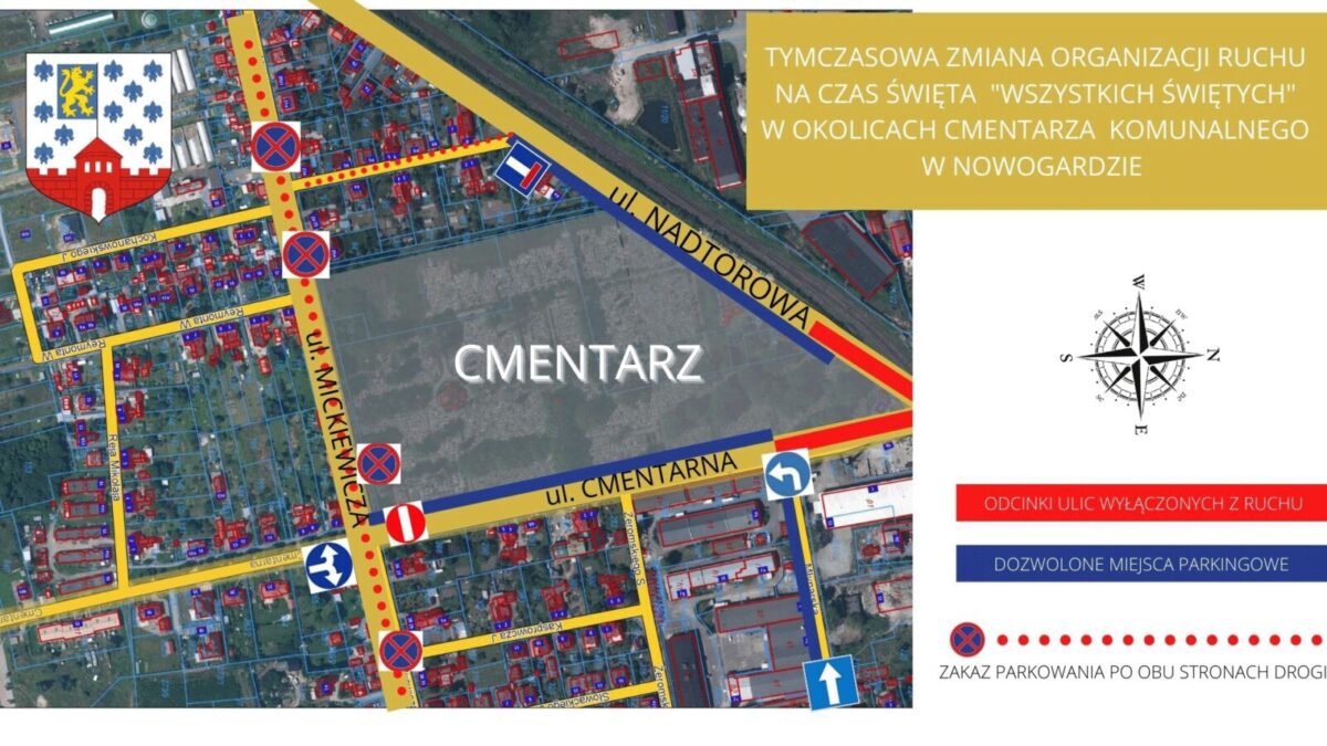 Zmiana organizacji ruchu przy cmentarzu w Nowogardzie na Wszystkich Świętych 2024