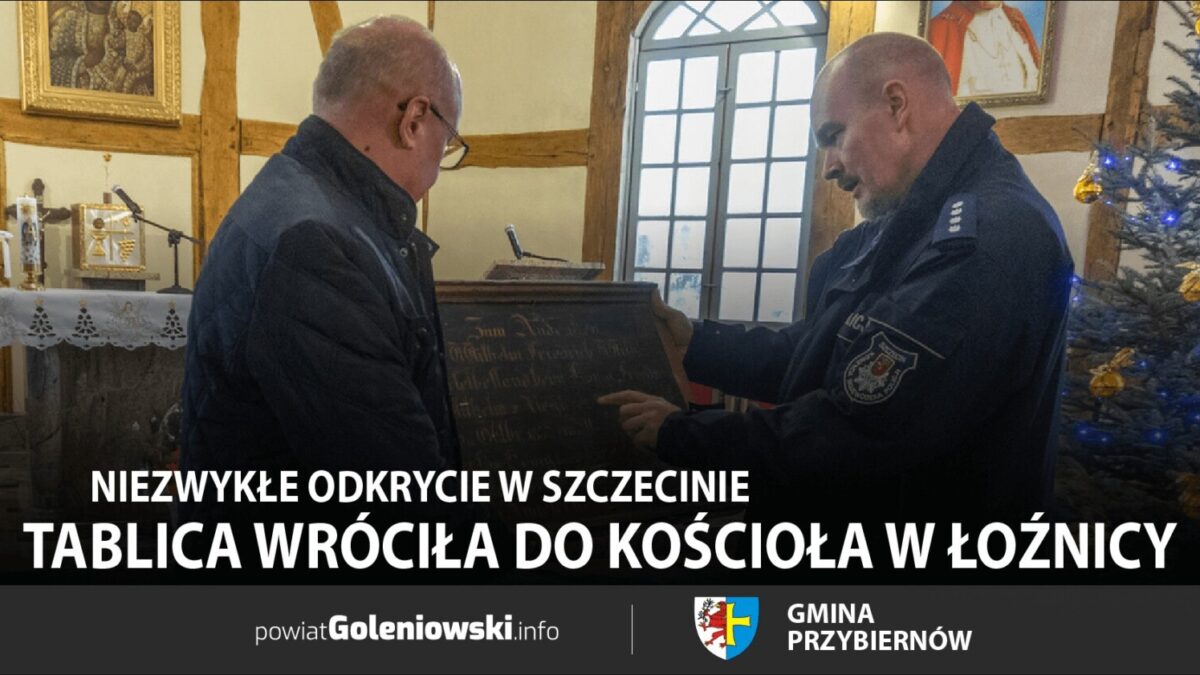 Niezwykłe odkrycie w Szczecinie. Historyczna tablica wróciła do kościoła w Łoźnicy