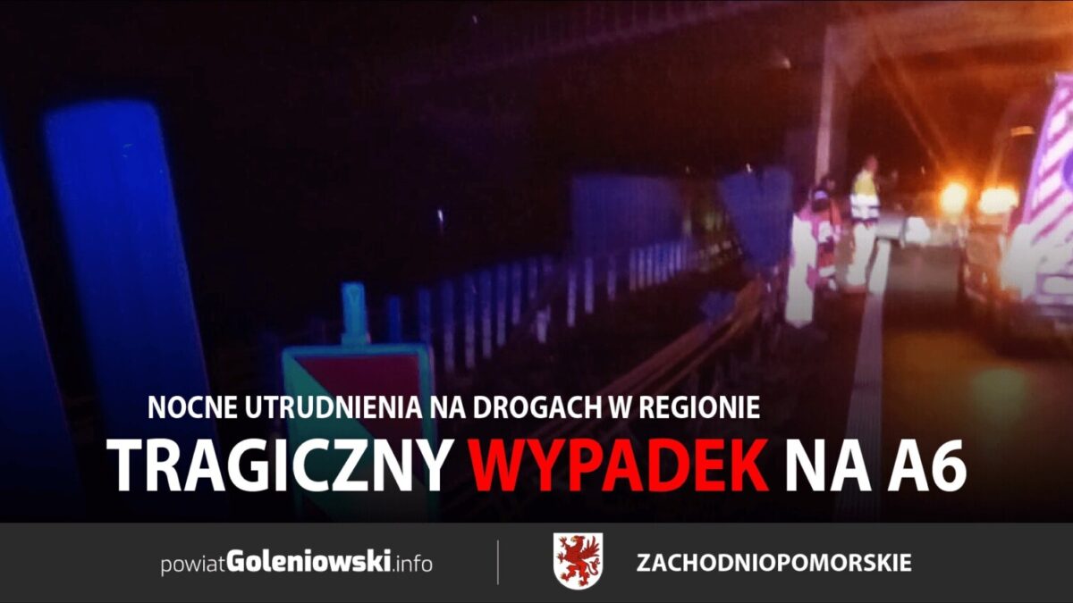 Tragiczny wypadek na A6 – nie żyje pieszy. Nocne utrudnienia na drogach w regionie