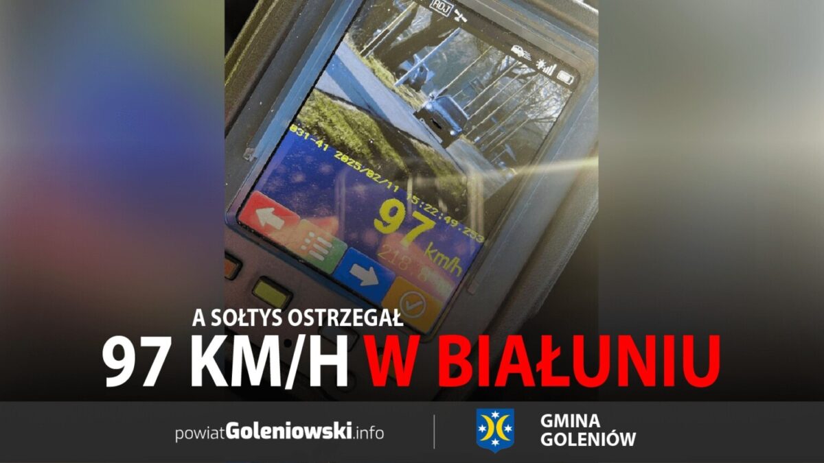 97 km/h w Białuniu – kolejna kontrola drogowa zakończona wysokim mandatem