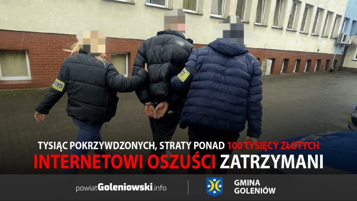 Policja z Goleniowa rozbiła szajkę oszustów internetowych. Tysiąc pokrzywdzonych, straty ponad 100 tysięcy złotych