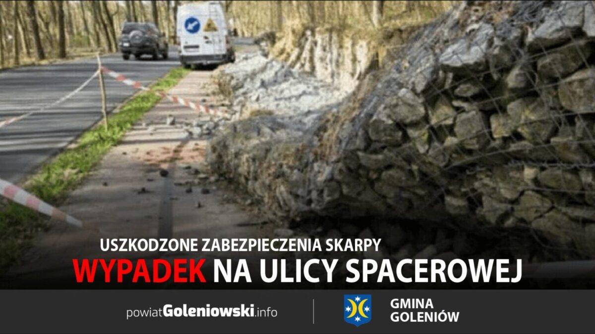 Wypadek na ulicy Spacerowej w Goleniowie – uszkodzone zabezpieczenia skarpy