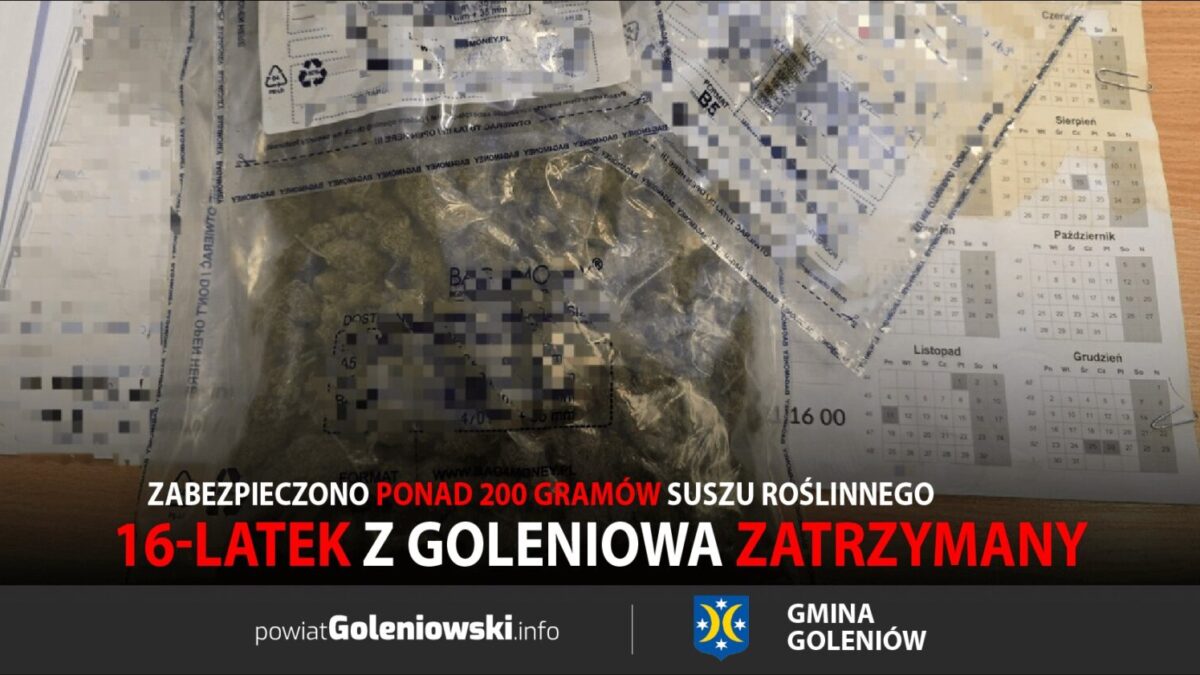 16-latek z Goleniowa zatrzymany z ponad 200 gramami marihuany