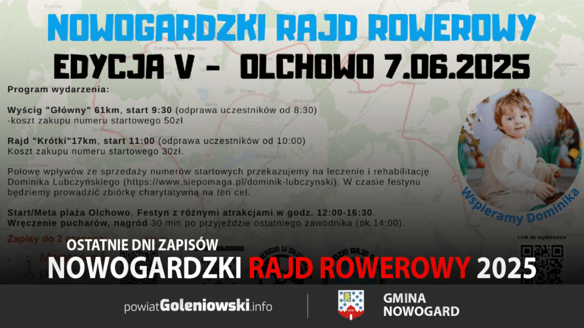 Ostatnie dni zapisów na Nowogardzki Rajd Rowerowy 2025 – jedziemy dla Dominika