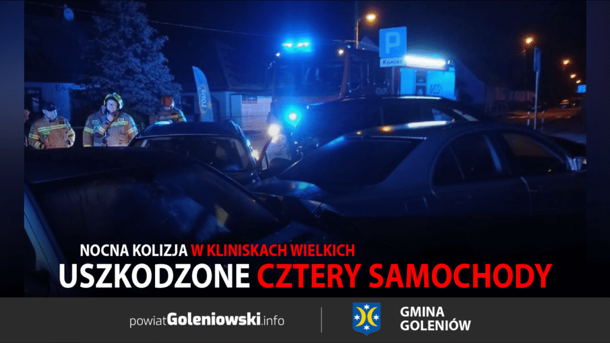 Nocna kolizja w Kliniskach Wielkich. Uszkodzone cztery samochody