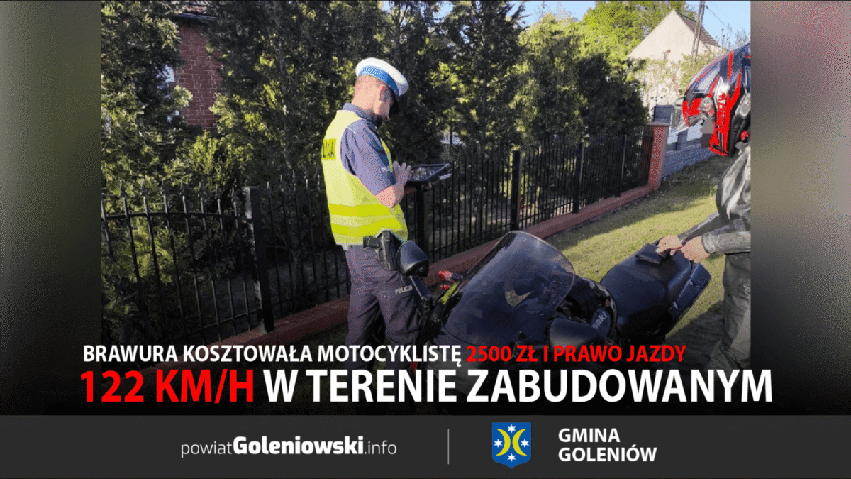 Brawura na drodze: 122 km/h w terenie zabudowanym kosztowała motocyklistę 2500 zł i prawo jazdy