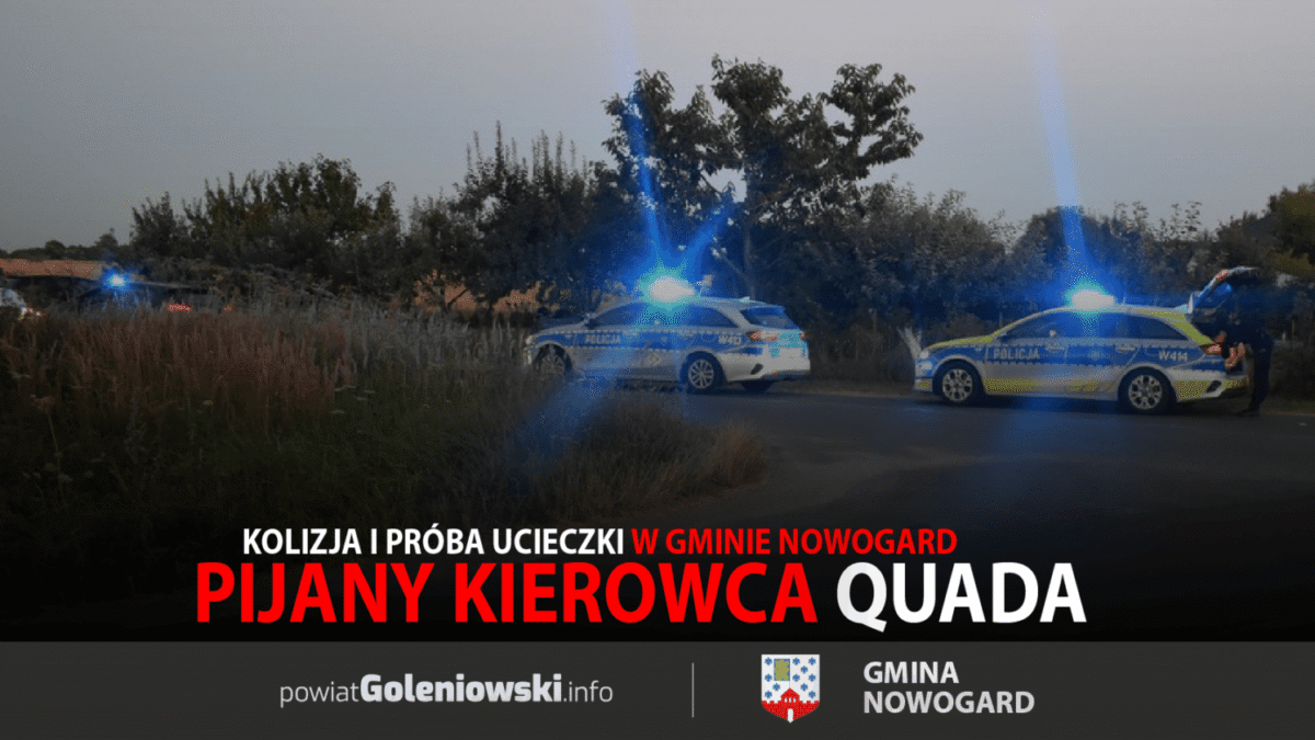 Pijany kierowca quada – kolizja i próba ucieczki w gminie Nowogard