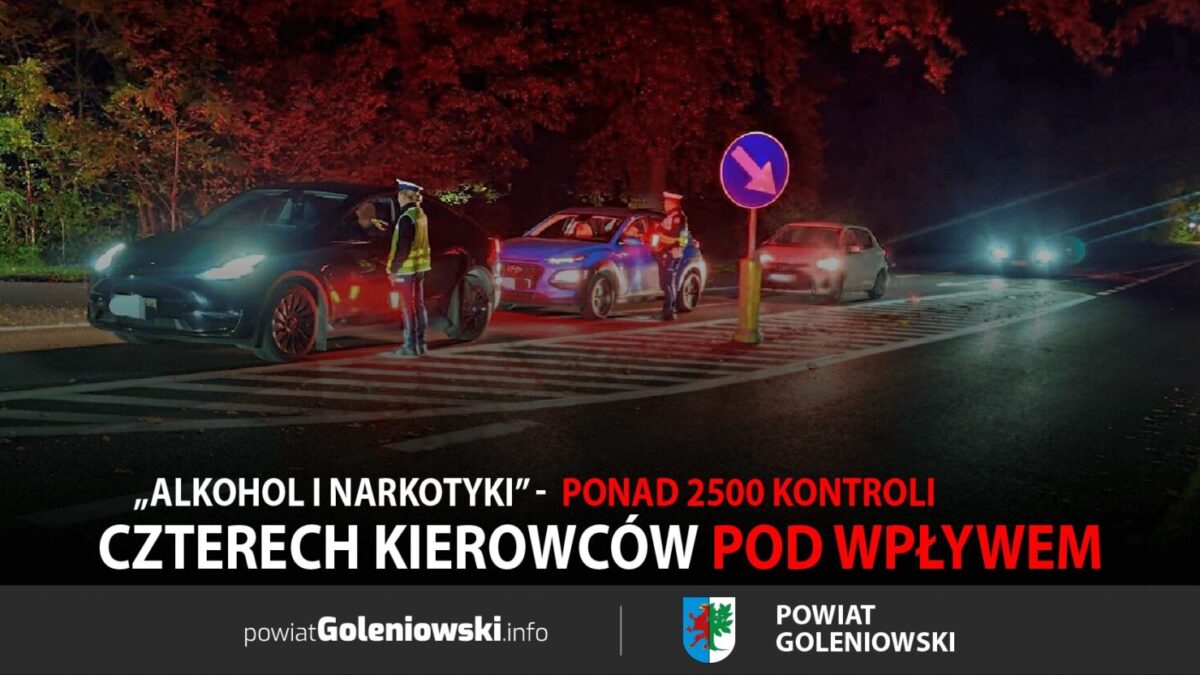 Działania „Alkohol i Narkotyki” w powiecie goleniowskim: ponad 2500 kontroli, czterech kierowców pod wpływem
