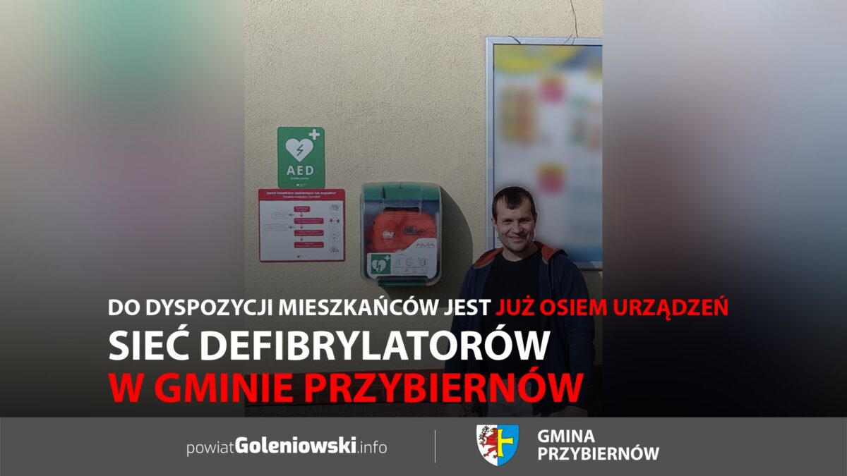 Sieć defibrylatorów w&nbsp;gminie Przybiernów. Do&nbsp;dyspozycji mieszkańców jest już osiem urządzeń