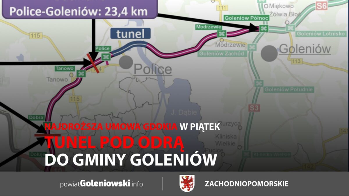 Tunel pod&nbsp;Odrą do&nbsp;gminy Goleniów. Najdroższa umowa GDDKiA w&nbsp;piątek