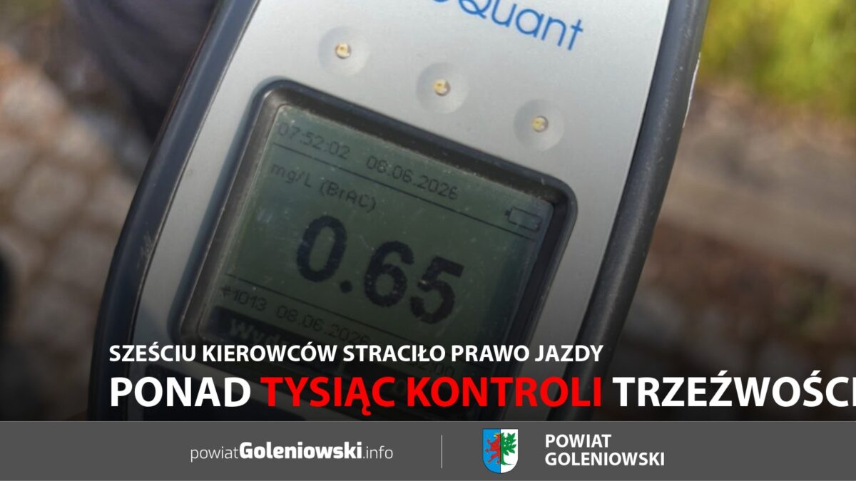 Ponad tysiąc kontroli trzeźwości. Sześciu kierowców straciło prawo jazdy