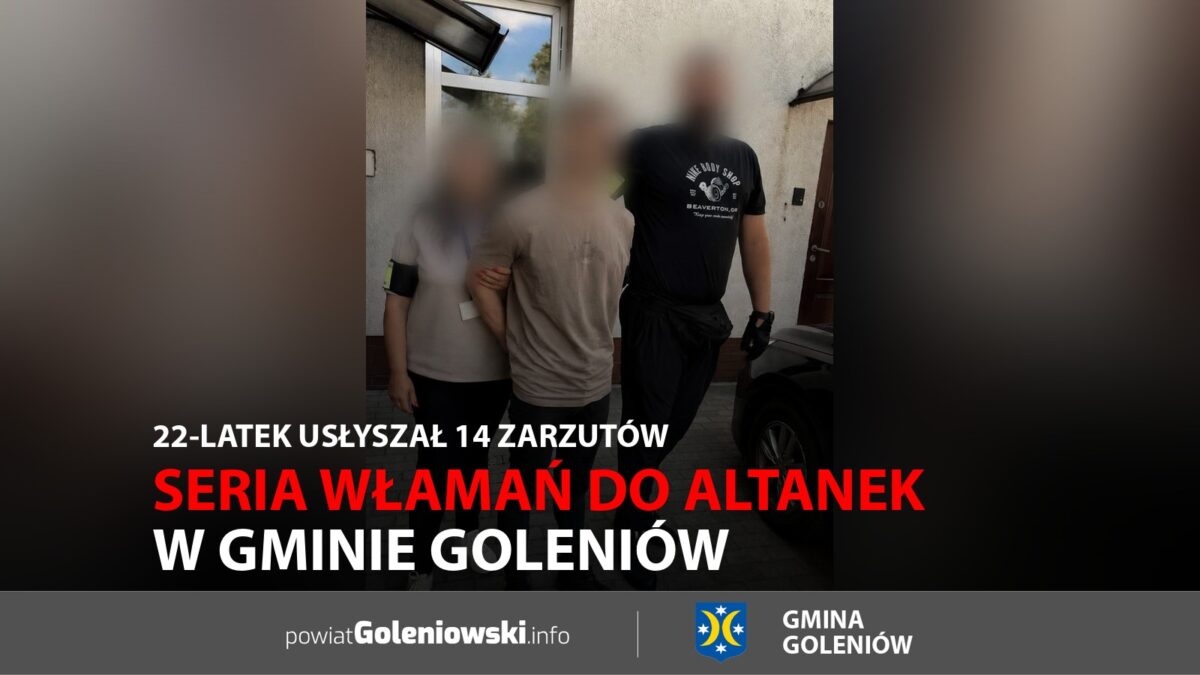 Seria włamań do&nbsp;altanek w&nbsp;gminie Goleniów. 22-latek usłyszał 14 zarzutów