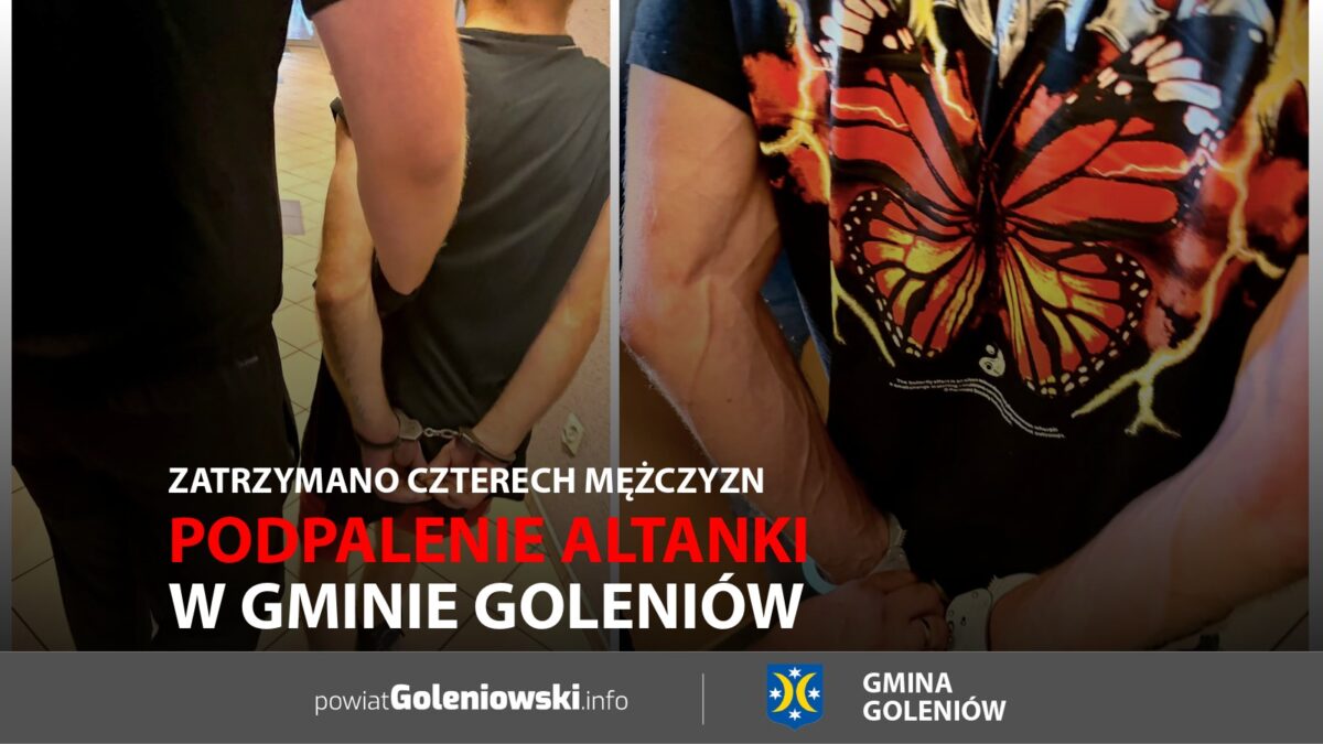 Podpalenie altanki w&nbsp;gminie Goleniów. Zatrzymano czterech mężczyzn
