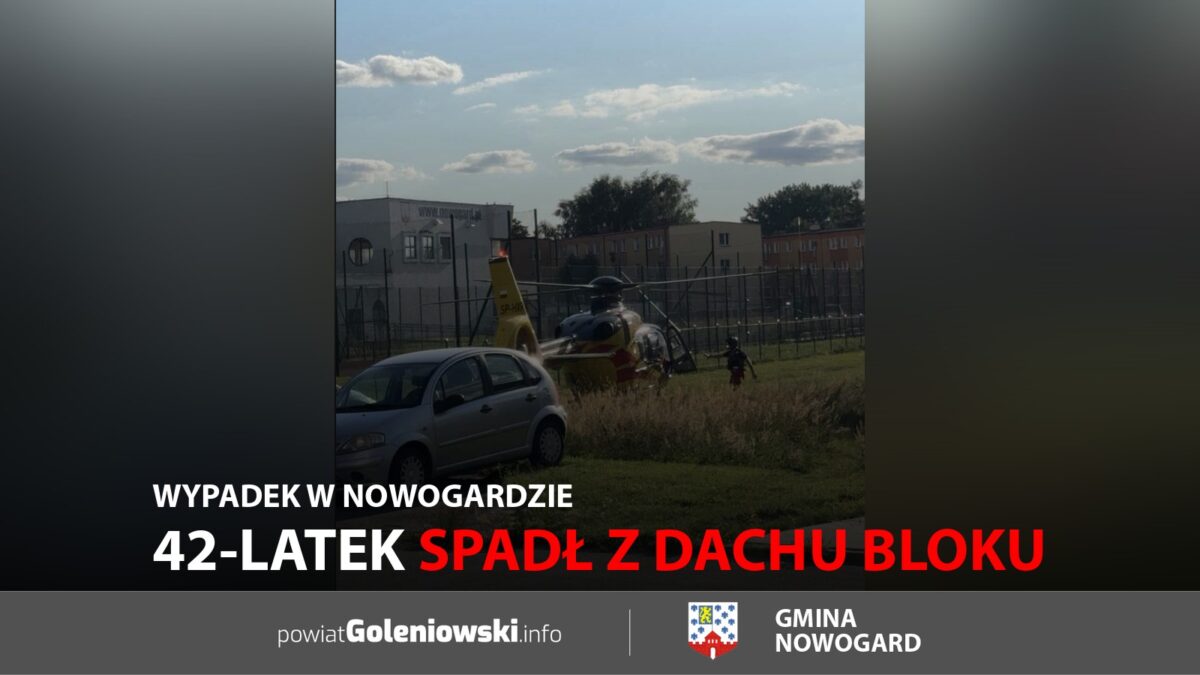 Wypadek w&nbsp;Nowogardzie. 42-latek spadł z&nbsp;dachu bloku