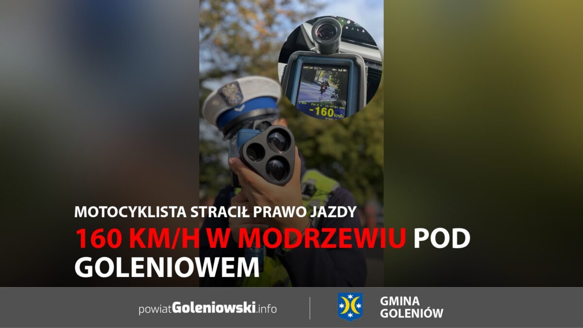 160 km/h w&nbsp;Modrzewiu pod&nbsp;Goleniowem. Motocyklista stracił prawo jazdy
